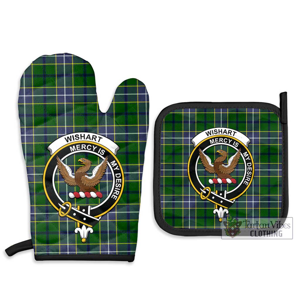 Tartan Vibes Clothing Wishart Hunting Modern Tartan Combo Oven Mitt & Pot-Holder with Family Crest