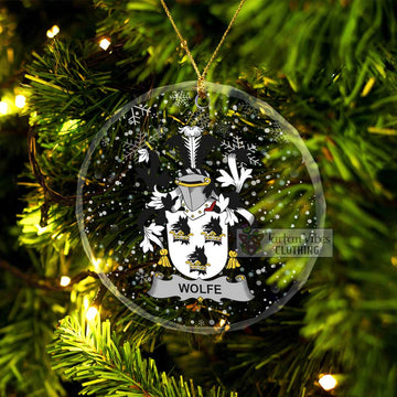 Wolfe Irish Clan Christmas Glass Ornament with Coat of Arms