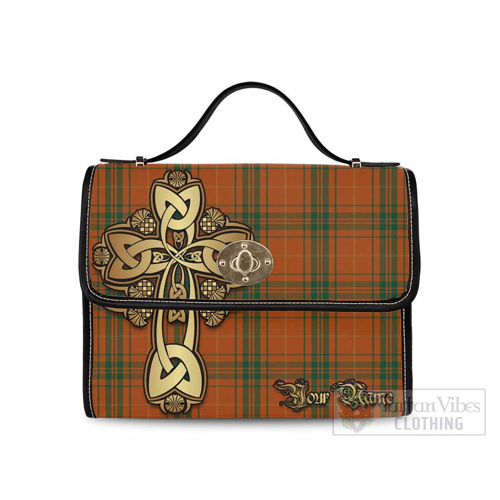 Tartan Vibes Clothing Wolfe Tartan Waterproof Canvas Bag Golden Thistle Celtic Cross Style