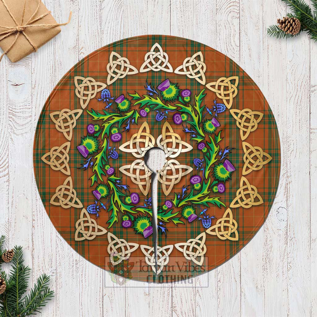Wolfe Tartan Christmas Tree Skirt with Thistle Celtic Knot Style Casual Tree Skirts - Tartan Vibes Clothing