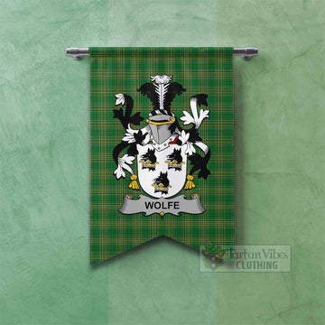 Wolfe Irish Clan Tartan Gonfalon, Tartan Banner with Coat of Arms Fishtail - Tartan Vibes Clothing