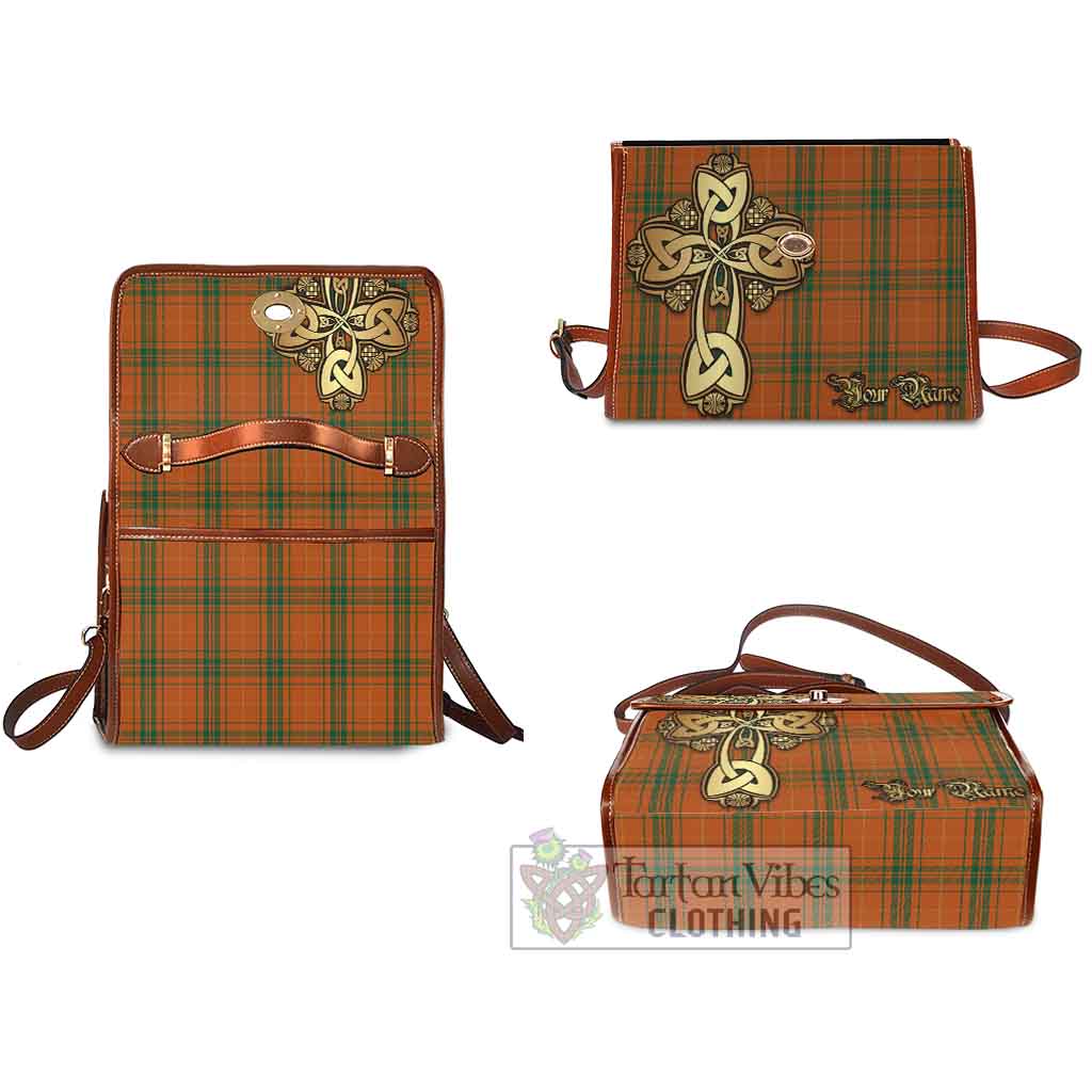 Tartan Vibes Clothing Wolfe Tartan Waterproof Canvas Bag Golden Thistle Celtic Cross Style