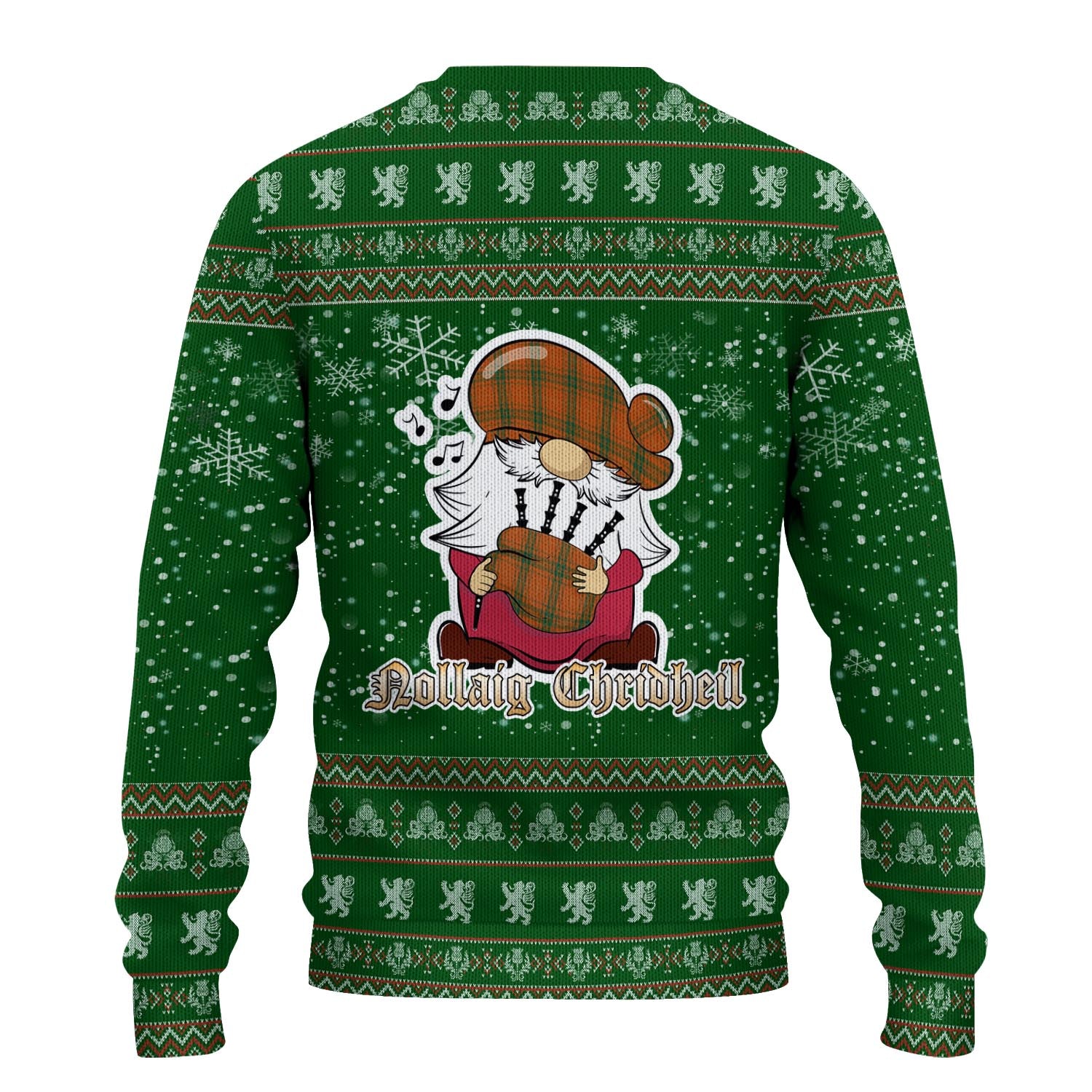 Wolfe Clan Christmas Family Knitted Sweater with Funny Gnome Playing Bagpipes - Tartanvibesclothing