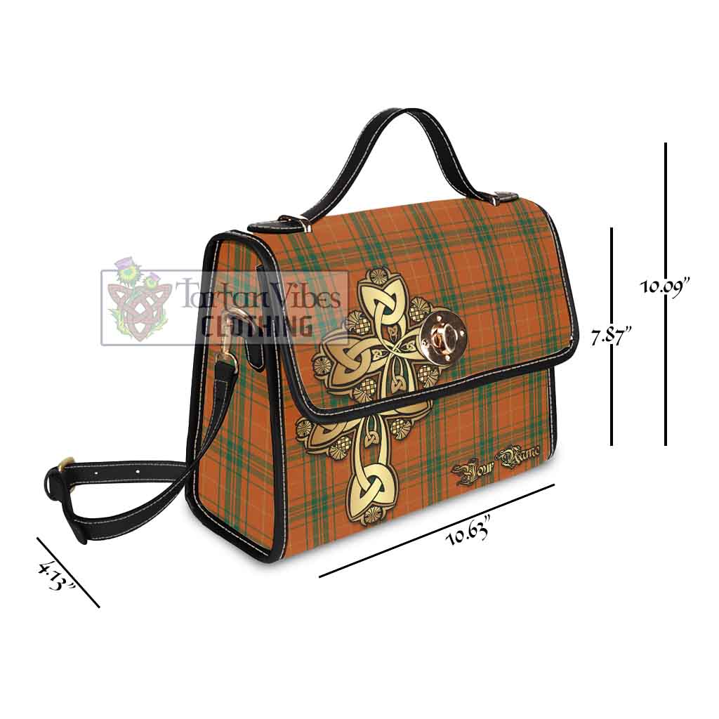 Tartan Vibes Clothing Wolfe Tartan Waterproof Canvas Bag Golden Thistle Celtic Cross Style