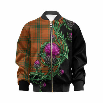 Wolfe Tartan Kid Bomber Jacket Resilient Scottish Thistle Kid XS - Tartan Vibes Clothing