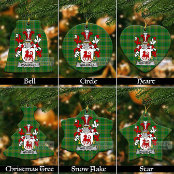 Wolseley Irish Clan Tartan Christmas Ceramic Ornament with Coat of Arms