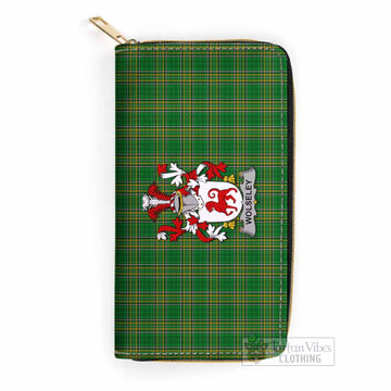 Wolseley Irish Clan Tartan Women's Leather Wallet with Coat of Arms One Size 19.7*10.5*3.5 cm - Tartan Vibes Clothing