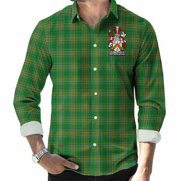 Wolverston Irish Clan Tartan Long Sleeve Button Up with Coat of Arms Men's Shirt - Tartan Vibes Clothing