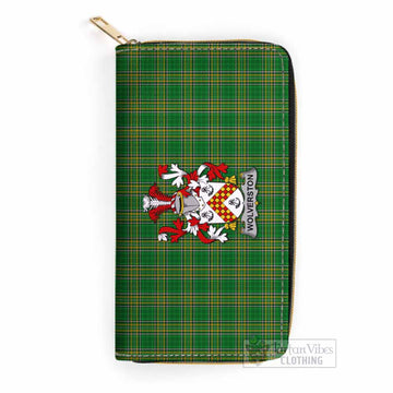Wolverston Irish Clan Tartan Women's Leather Wallet with Coat of Arms One Size 19.7*10.5*3.5 cm - Tartan Vibes Clothing