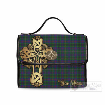 Wood Tartan Waterproof Canvas Bag Golden Thistle Celtic Cross Style