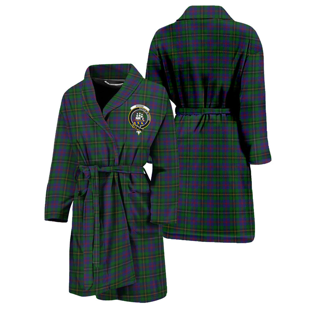 Wood Tartan Bathrobe with Family Crest Unisex S - Tartan Vibes Clothing