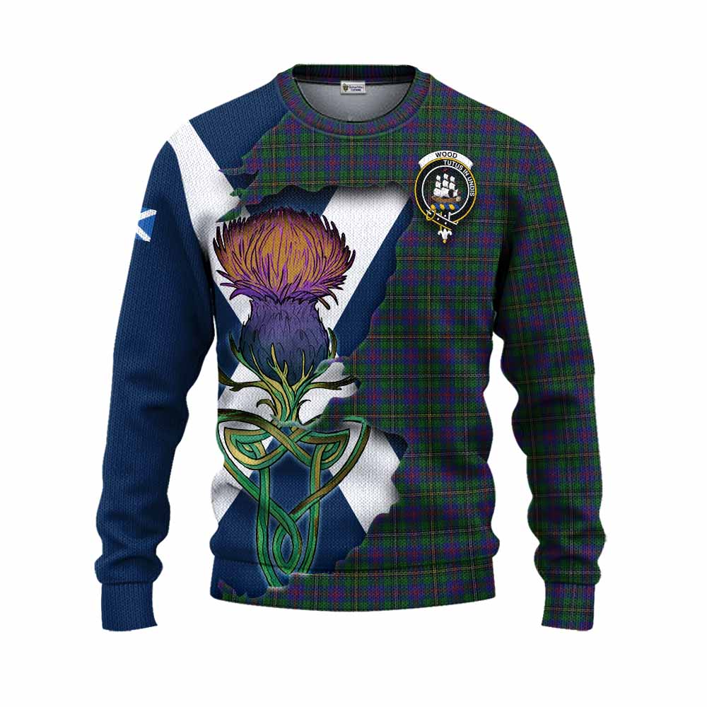 Wood Tartan Family Crest Knitted Sweater Scottish Thistle Celtic Inspired Unisex - Tartan Vibes Clothing