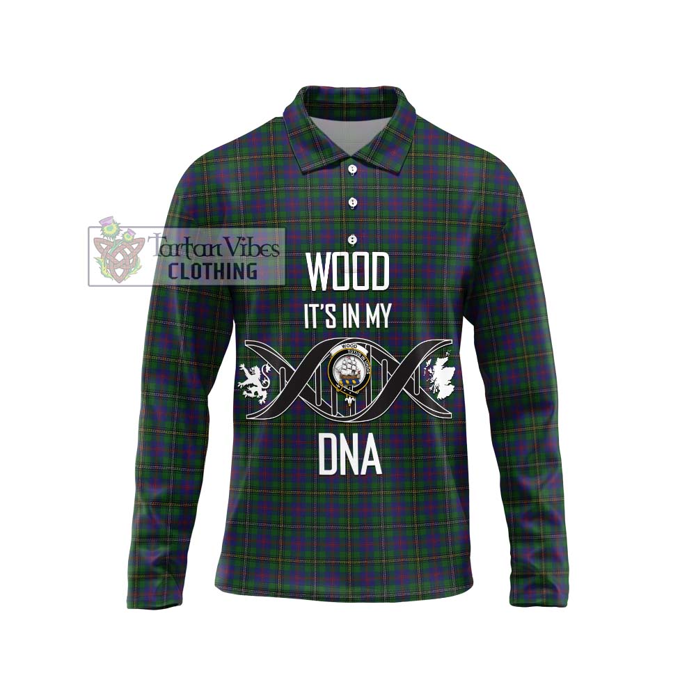 Wood Tartan Long Sleeve Polo Shirt with Family Crest DNA In Me Style Unisex - Tartanvibesclothing Shop