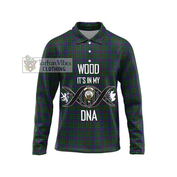 Wood Tartan Long Sleeve Polo Shirt with Family Crest DNA In Me Style