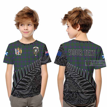 Wood Crest Tartan Kid T-Shirt with New Zealand Silver Fern Half Style