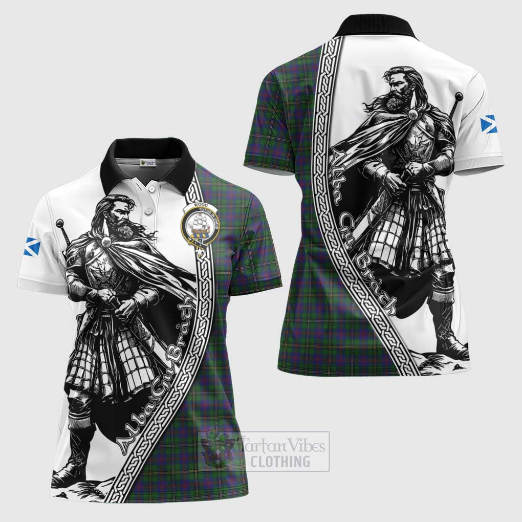 Tartan Vibes Clothing Wood Tartan Clan Crest Women's Polo Shirt with Highlander Warrior Celtic Style