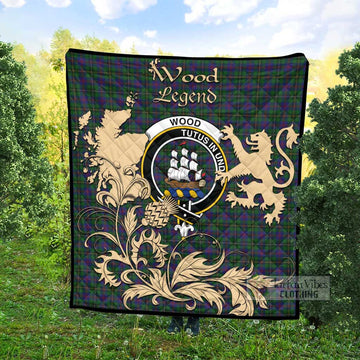 Wood Tartan Quilt with Family Crest and Scottish Symbol Style