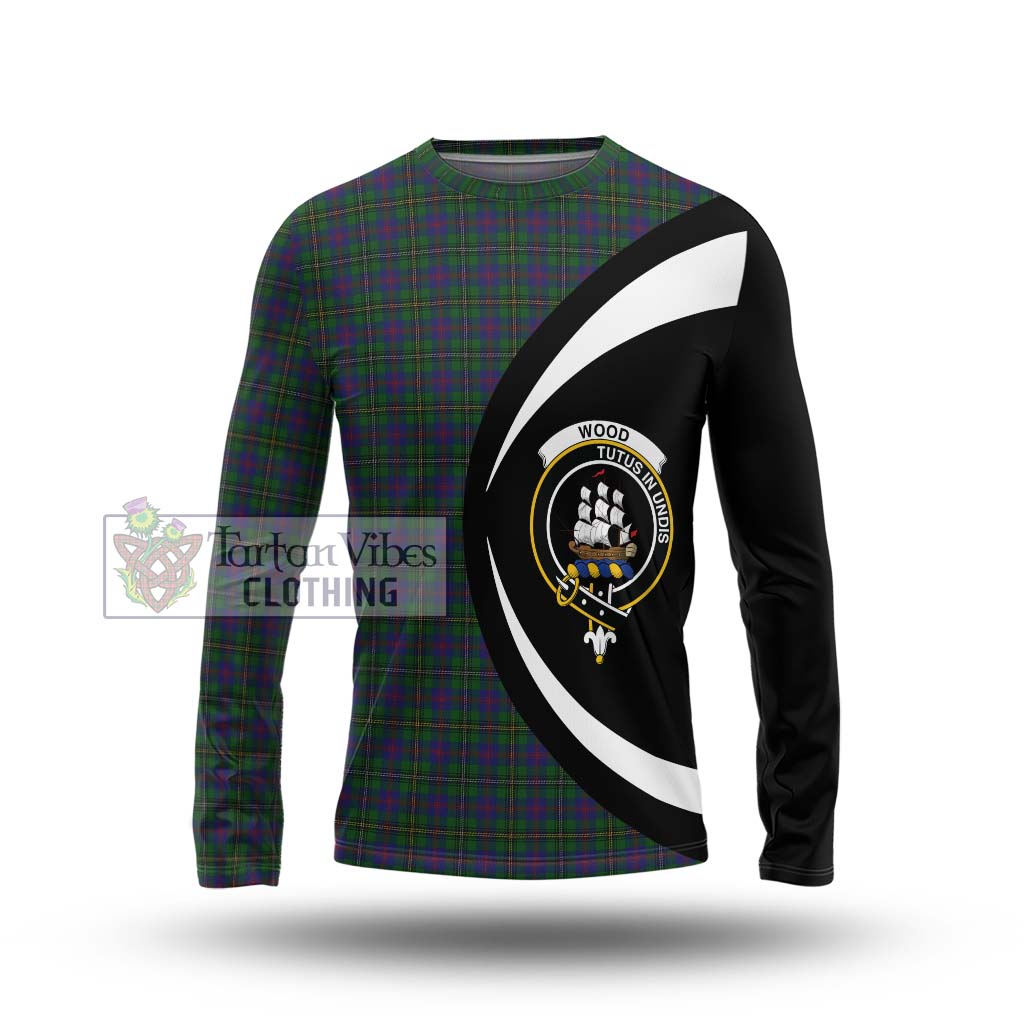 Wood Tartan Long Sleeve T-Shirt with Family Crest Circle Style Unisex - Tartan Vibes Clothing