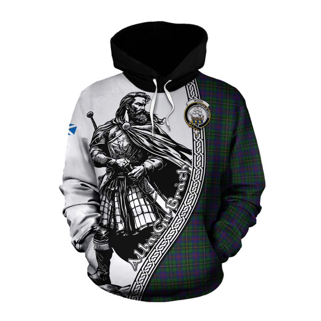 Tartan Vibes Clothing Wood Tartan Clan Crest Cotton Hoodie with Highlander Warrior Celtic Style