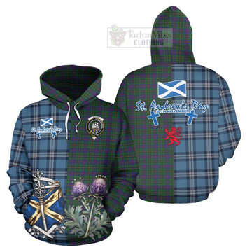 Wood Tartan Hoodie Happy St. Andrew's Day Half Tartan Style