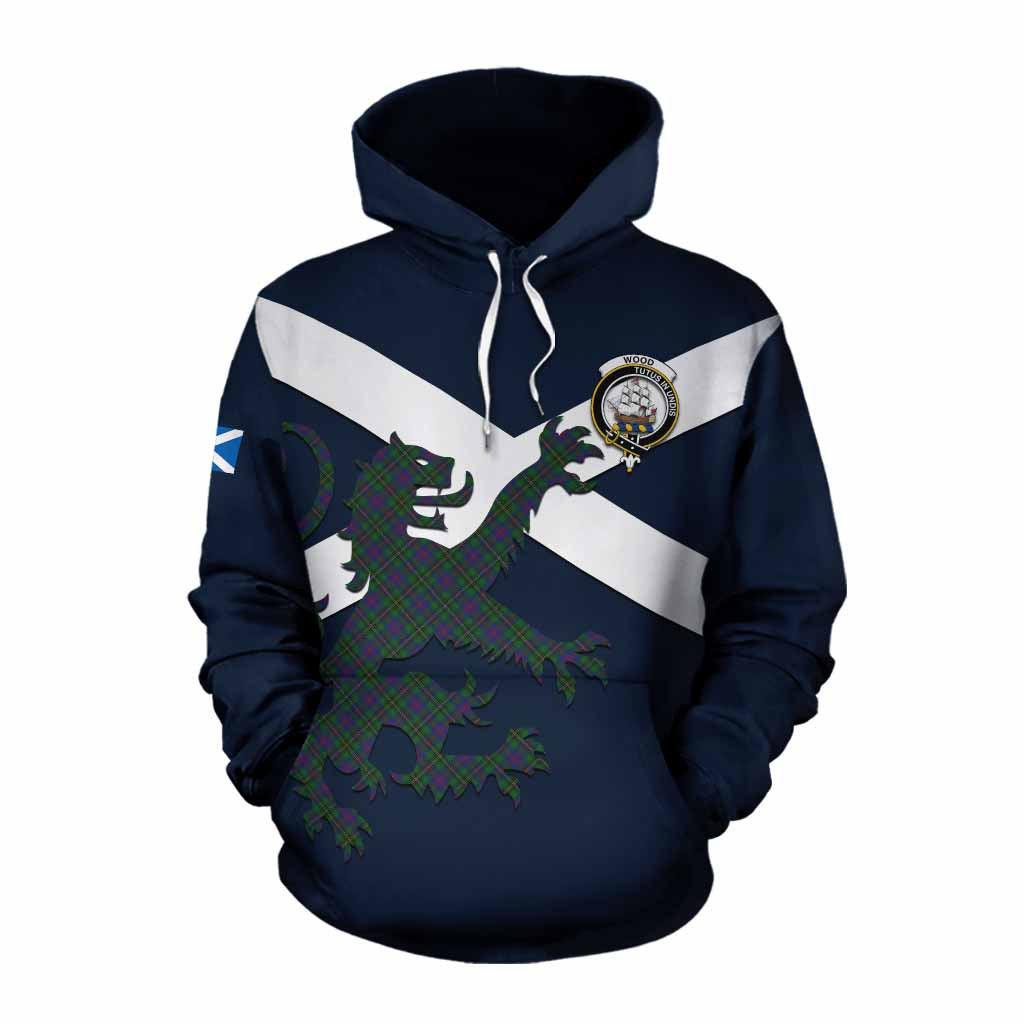 Tartan Vibes Clothing Wood Tartan Lion Rampant Cotton Hoodie Proudly Display Your Heritage with Alba Gu Brath and Clan Name