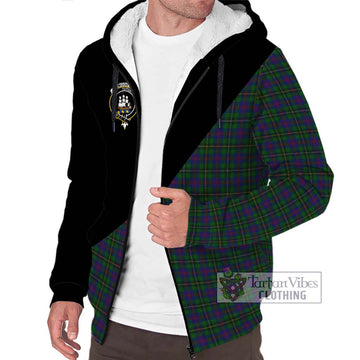 Wood Tartan Sherpa Hoodie with Family Crest and Military Logo Style