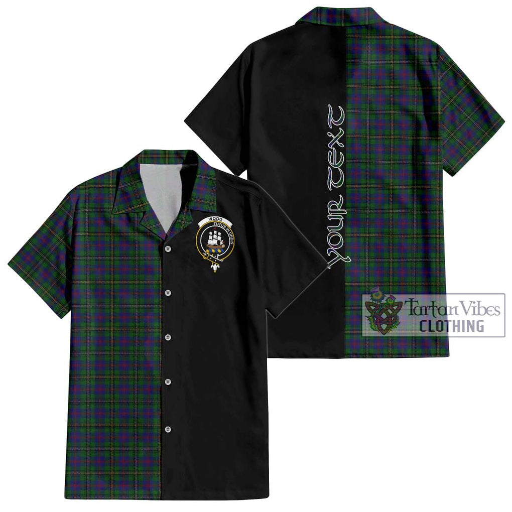 Wood Tartan Short Sleeve Button Shirt with Family Crest and Half Of Me Style Kid - Tartanvibesclothing Shop