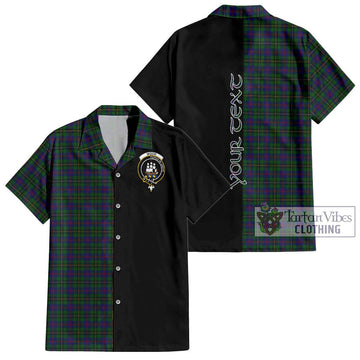 Wood Tartan Short Sleeve Button Shirt with Family Crest and Half Of Me Style