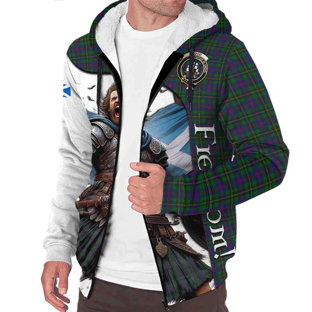 Tartan Vibes Clothing Wood Crest Tartan Sherpa Hoodie Inspired by the Freedom of Scottish Warrior