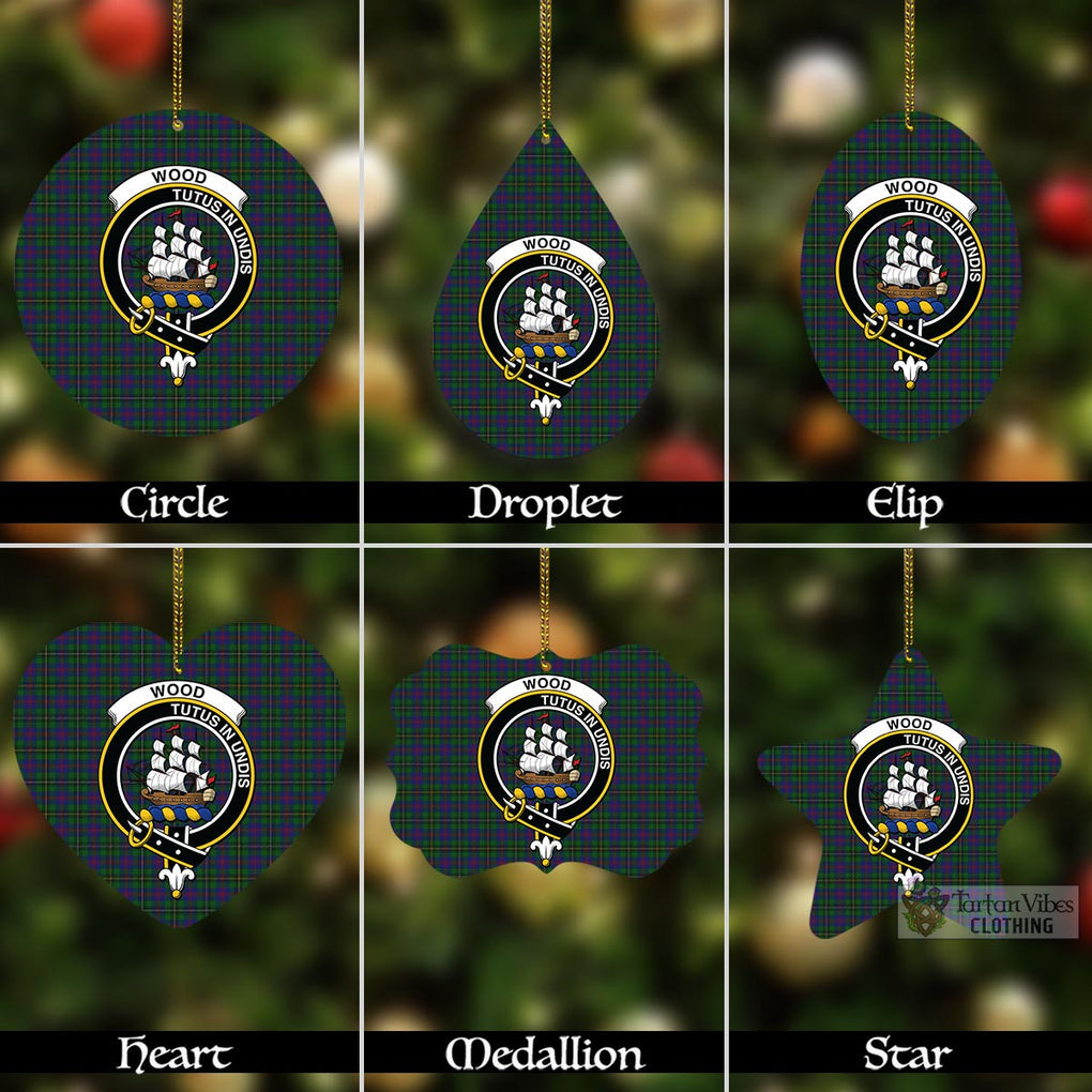 Tartan Vibes Clothing Wood Tartan Christmas Aluminium Ornament with Family Crest