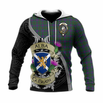 Wood Tartan Family Crest Knitted Hoodie Lion Rampant Royal Thistle Shield Celtic Inspired Unisex Knitted Pullover Hoodie - Tartan Vibes Clothing
