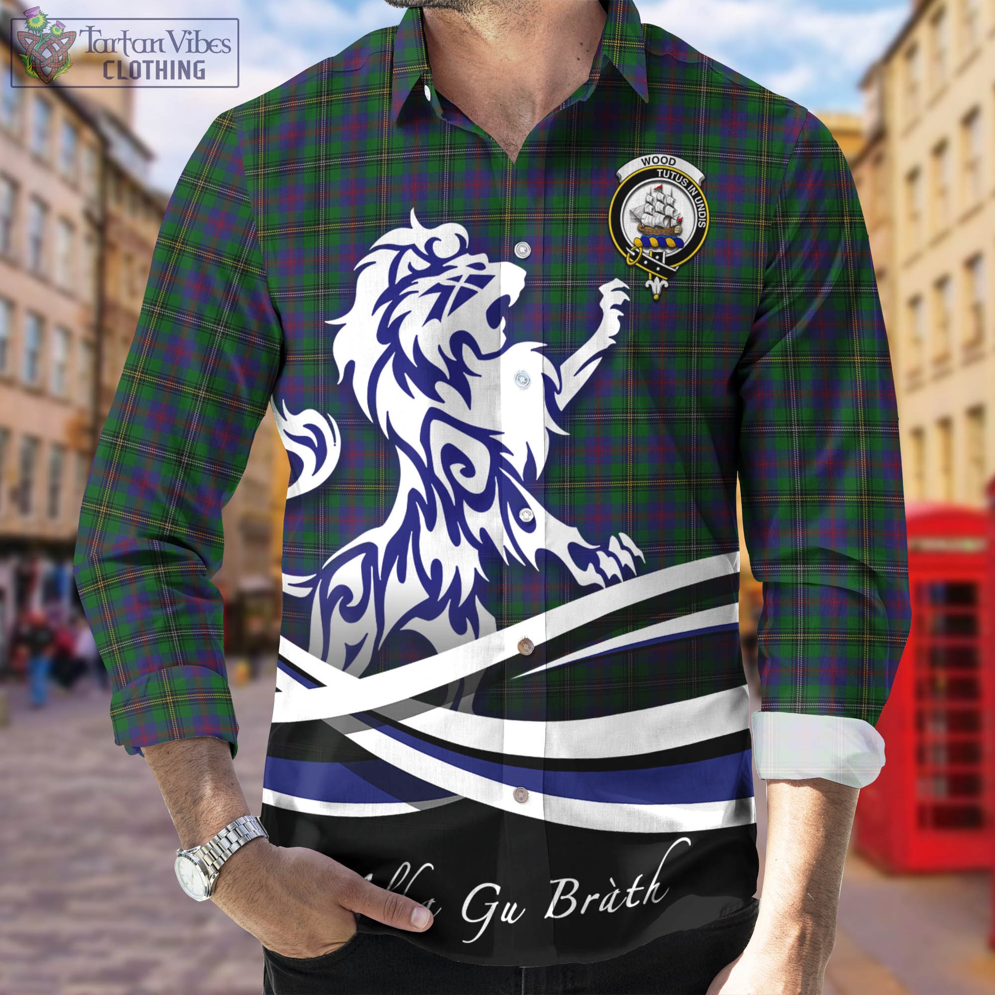 wood-tartan-long-sleeve-button-up-shirt-with-alba-gu-brath-regal-lion-emblem