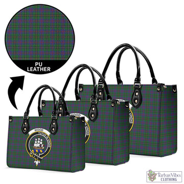 Wood Tartan Luxury Leather Handbags with Family Crest