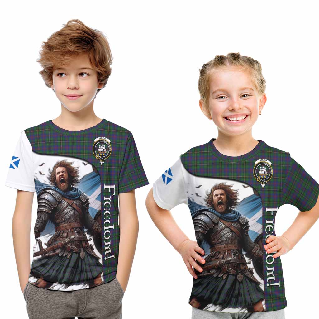 Tartan Vibes Clothing Wood Crest Tartan Kid T-Shirt Inspired by the Freedom of Scottish Warrior