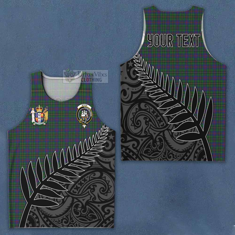 Tartan Vibes Clothing Wood Crest Tartan Men's Tank Top with New Zealand Silver Fern Half Style