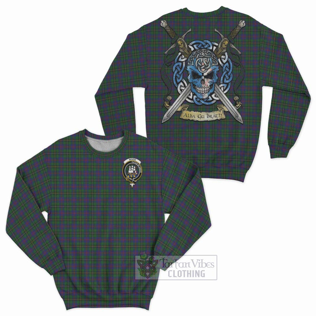 Tartan Vibes Clothing Wood Tartan Sweatshirt with Family Crest Celtic Skull Style