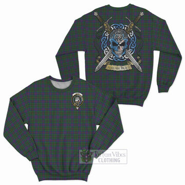 Wood Tartan Sweatshirt with Family Crest Celtic Skull Style