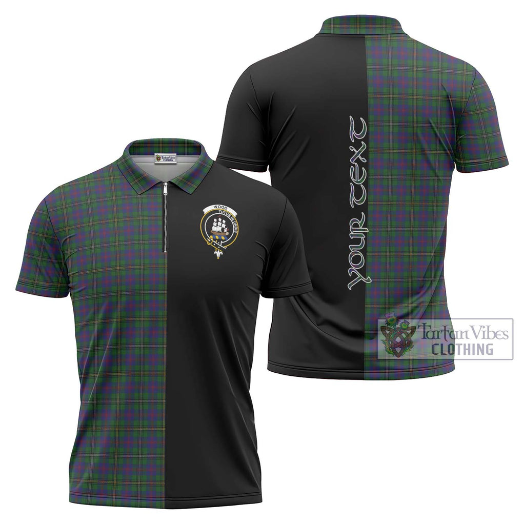 Wood Tartan Zipper Polo Shirt with Family Crest and Half Of Me Style Unisex - Tartanvibesclothing Shop