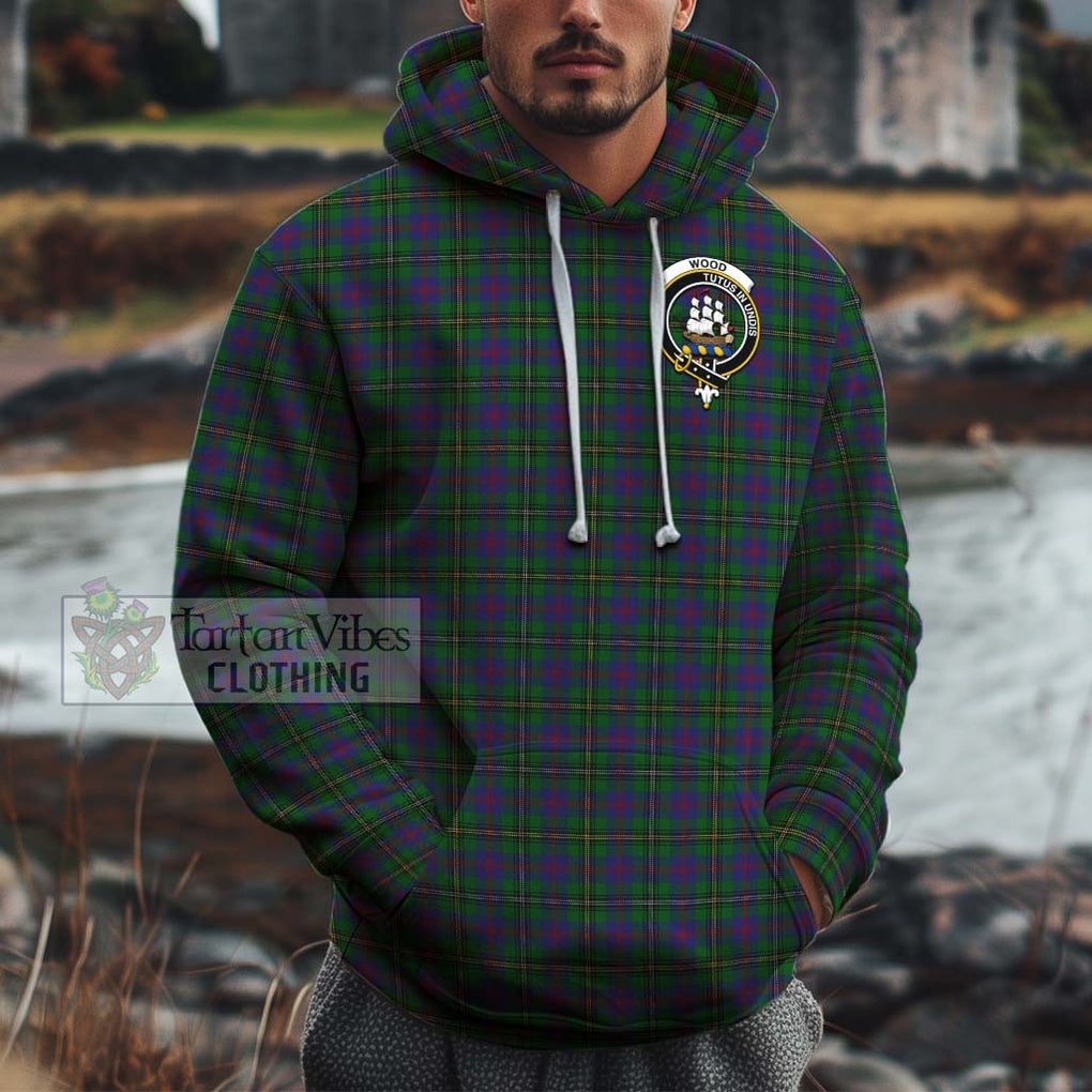 Wood Tartan Cotton Hoodie with Family Crest Pullover Hoodie XS - Tartan Vibes Clothing