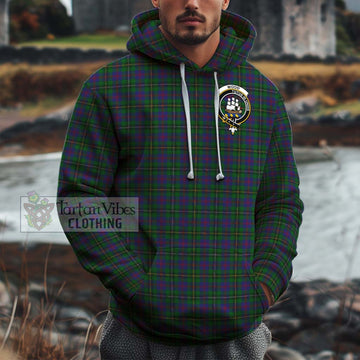 Wood Tartan Cotton Hoodie with Family Crest