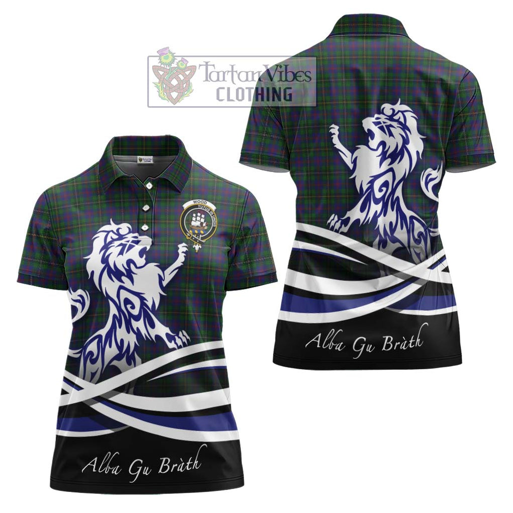 Wood Tartan Women's Polo Shirt with Alba Gu Brath Regal Lion Emblem Women - Tartanvibesclothing Shop