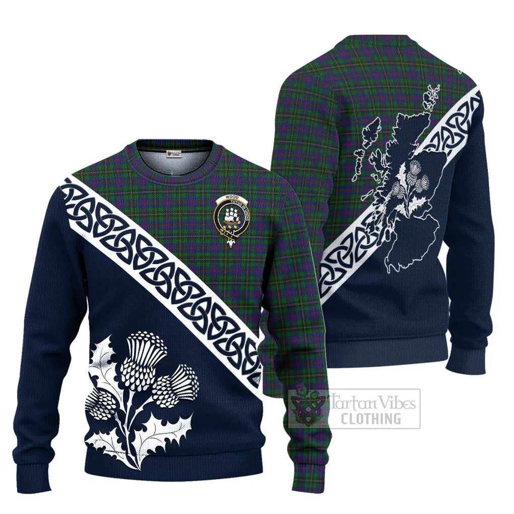 Wood Tartan Ugly Sweater Featuring Thistle and Scotland Map Unisex - Tartan Vibes Clothing
