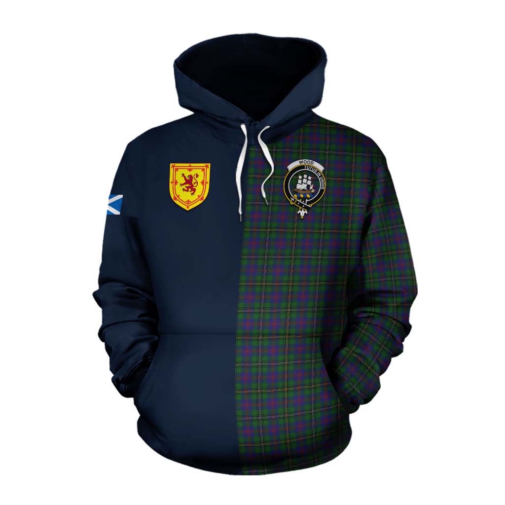 Tartan Vibes Clothing Wood Tartan Cotton Hoodie Alba with Scottish Lion Royal Arm Half Style