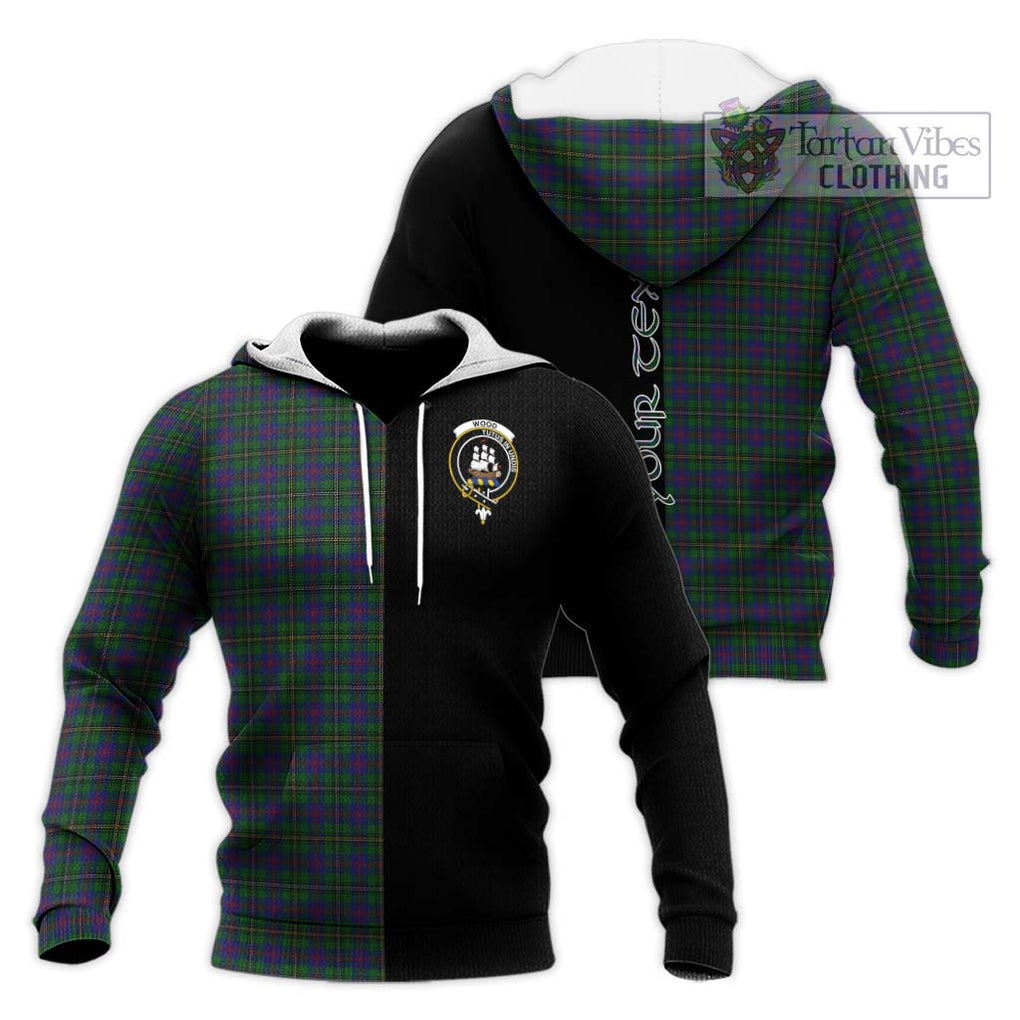 Wood Tartan Knitted Hoodie with Family Crest and Half Of Me Style Unisex Knitted Pullover Hoodie - Tartanvibesclothing Shop