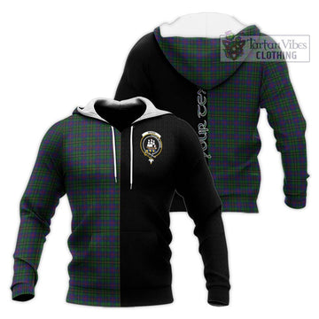 Wood Tartan Knitted Hoodie with Family Crest and Half Of Me Style