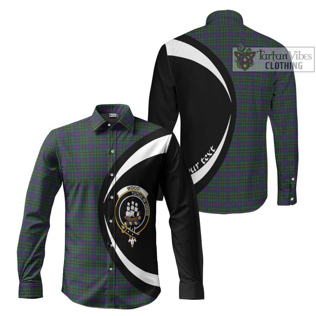 Wood Tartan Long Sleeve Button Up with Family Crest Circle Style Men's Shirt S - Tartan Vibes Clothing