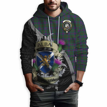 Wood Tartan Family Crest Hoodie Lion Rampant Royal Thistle Shield Celtic Inspired Pullover Hoodie - Tartan Vibes Clothing
