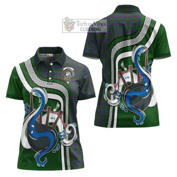 Wood Tartan Women's Polo Shirt with Epic Bagpipe Style