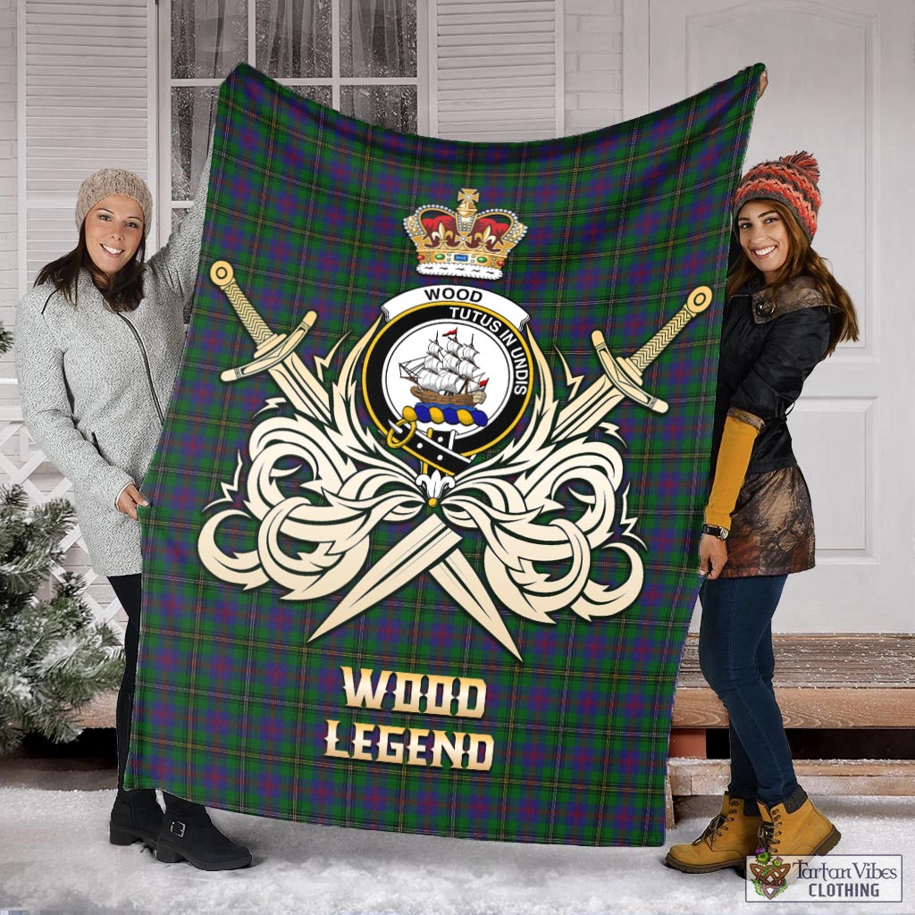 Tartan Vibes Clothing Wood Tartan Blanket with Clan Crest and the Golden Sword of Courageous Legacy