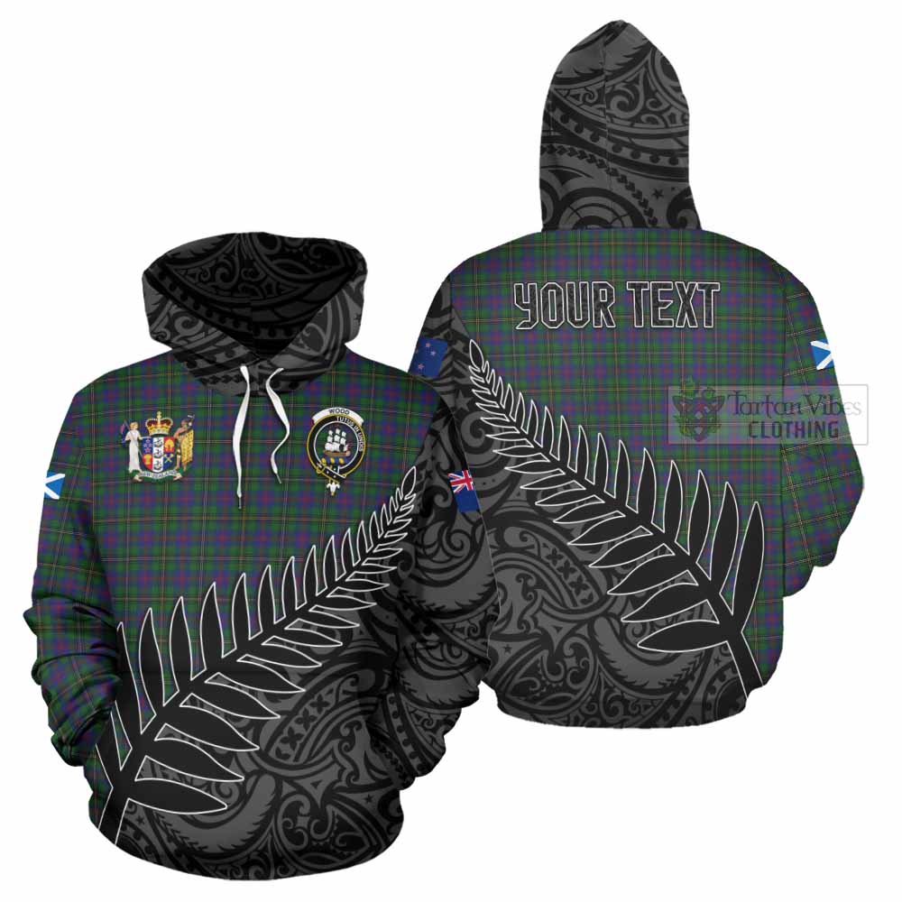 Tartan Vibes Clothing Wood Crest Tartan Hoodie with New Zealand Silver Fern Half Style